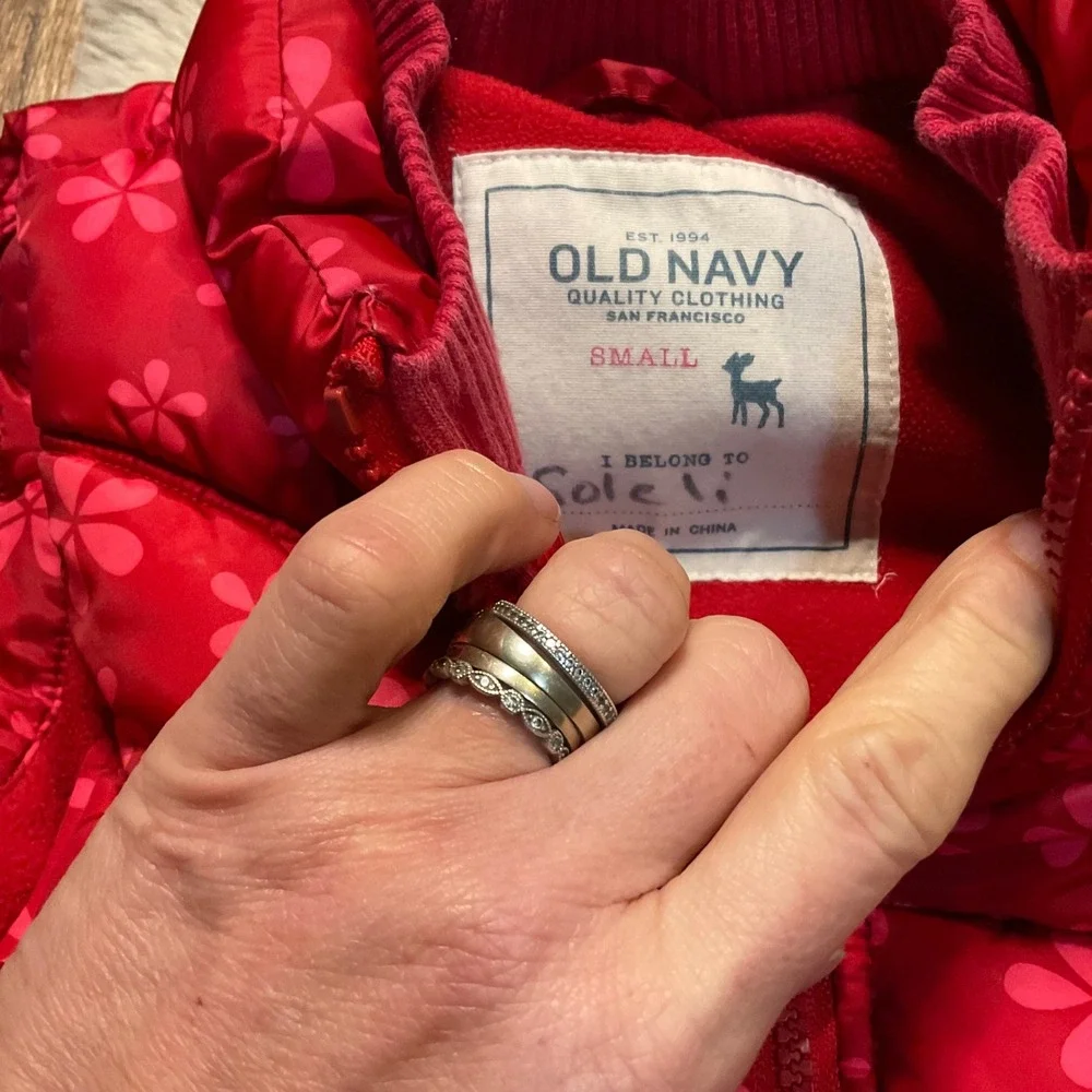 Old Navy Insulated Puffer Vest Red Pink Floral Girls Size‎ Small Kids